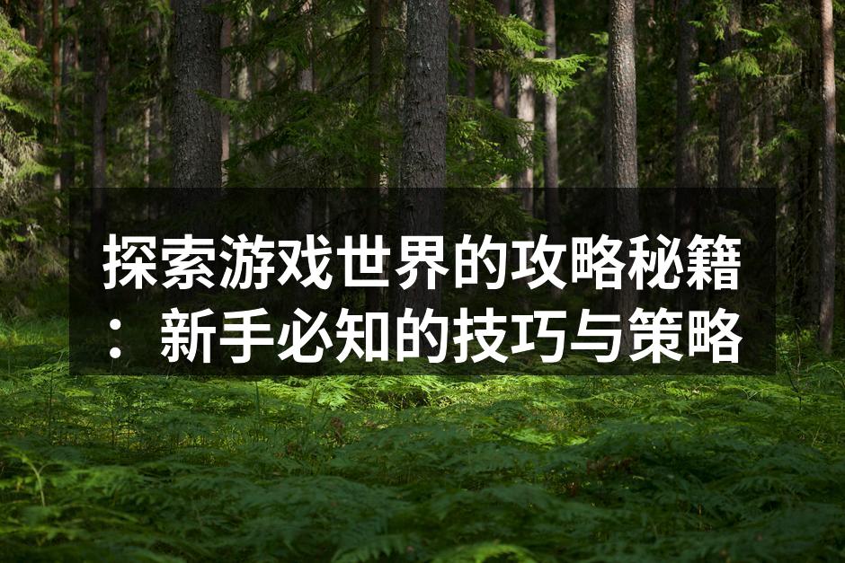 游戏攻略,提升你的游戏技巧